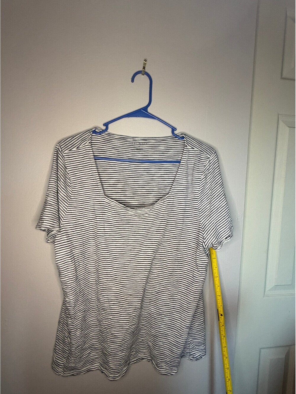 Woman’s gray Talbots striped scoop neck T shirt